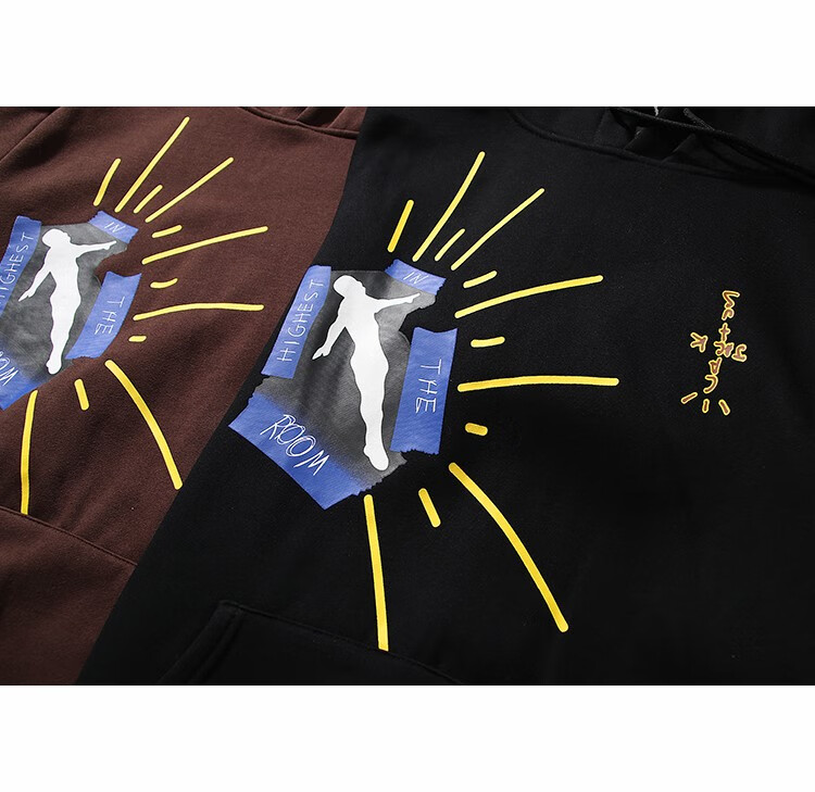 travis scott专辑限定款梯子连帽衫fog高街休闲卫衣外套lisa同款 黑色