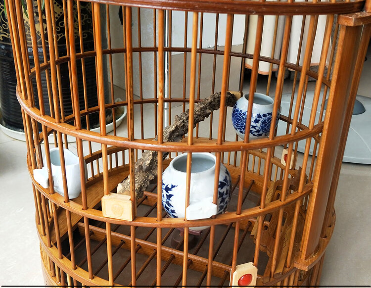 画眉笼川笼画眉鸟笼竹制贵州八哥鹩哥大号老竹玉鸟手工广式川笼 插门