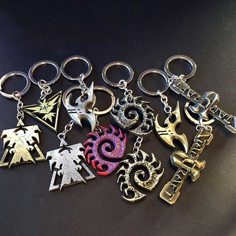 星际争霸周边游戏神族标志钥匙扣挂件虫族人族暴雪游戏小吊饰 logo