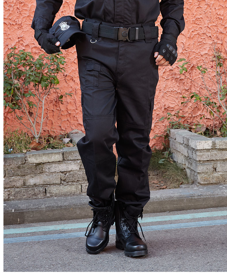 表兮保安裤子男黑色加厚加肥耐磨作战裤保安工作服裤春秋夏季作训裤