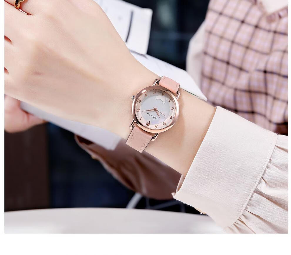 科威顿十大品牌风尘韩版彩虹贝壳面女生手表ins北欧风女中学生简约