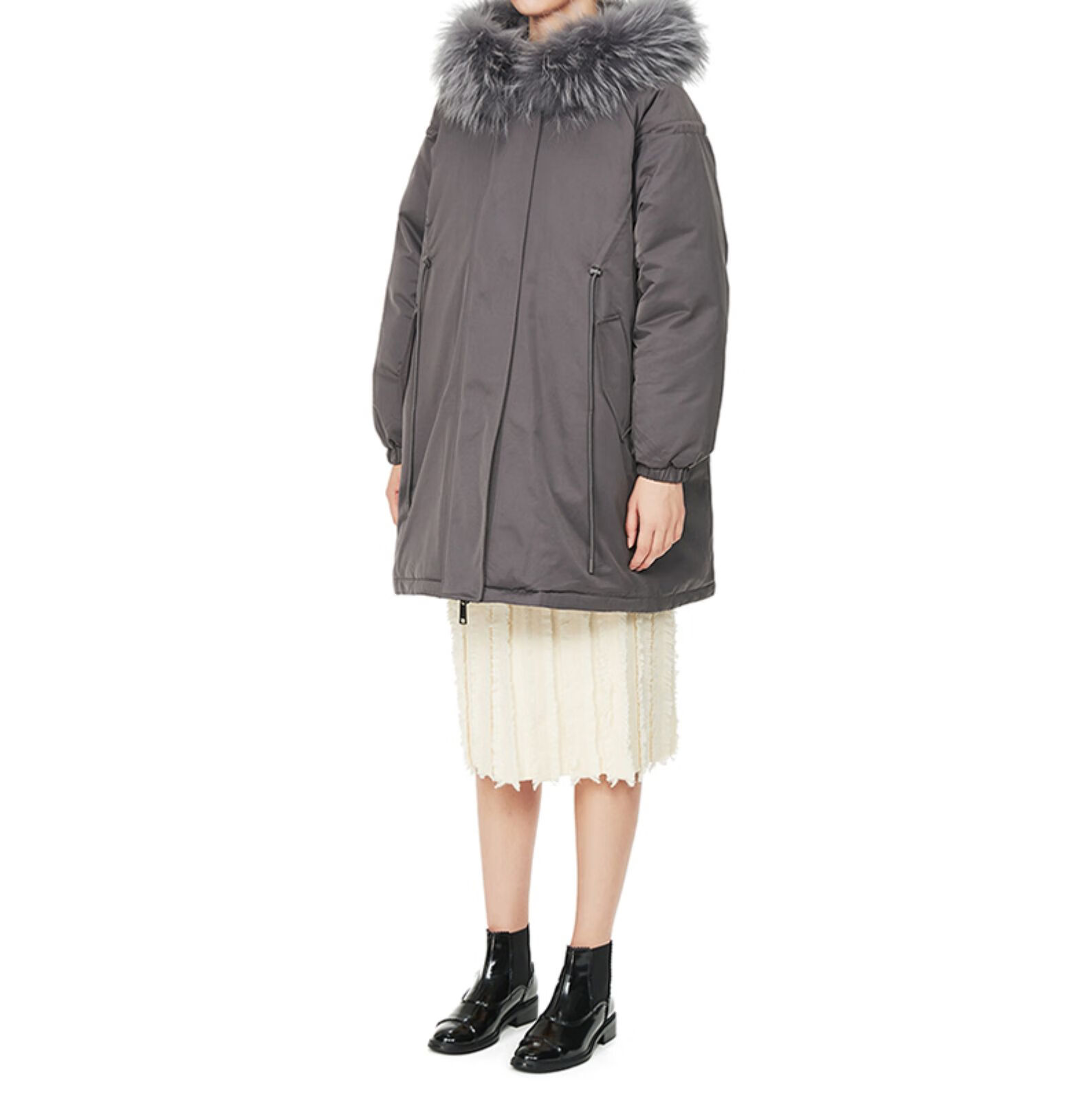 it b ab女装连帽羽绒服秋季日常休闲毛领中长款0f1213if bgl/浅棕色