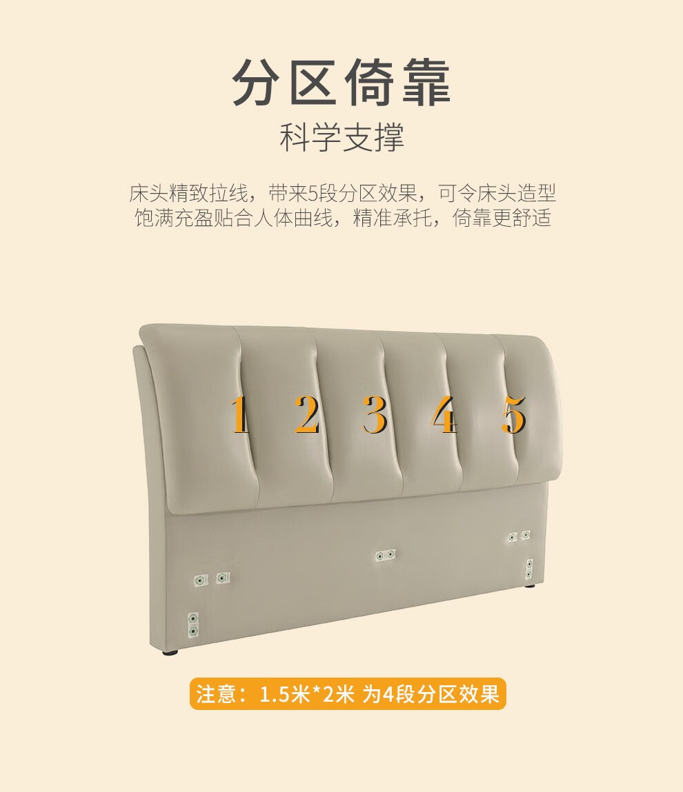 小神价 喜临门 天琴湾头层牛皮床+星空R独立弹簧乳胶床垫 图10