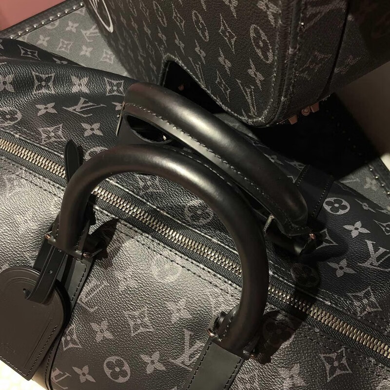 【二手99新】路易威登(lv)黑老花 keepall 45 旅行袋手提包 黑花