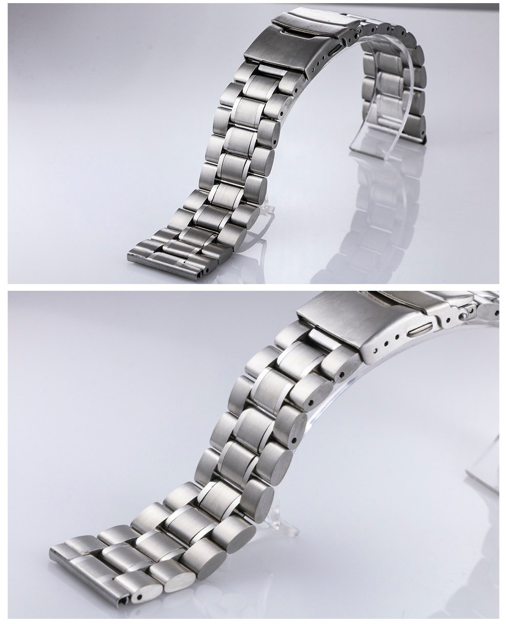 折叠扣钢带手表带适用于浪琴天梭万国精工西铁城美度万宝龙精钢钢表带