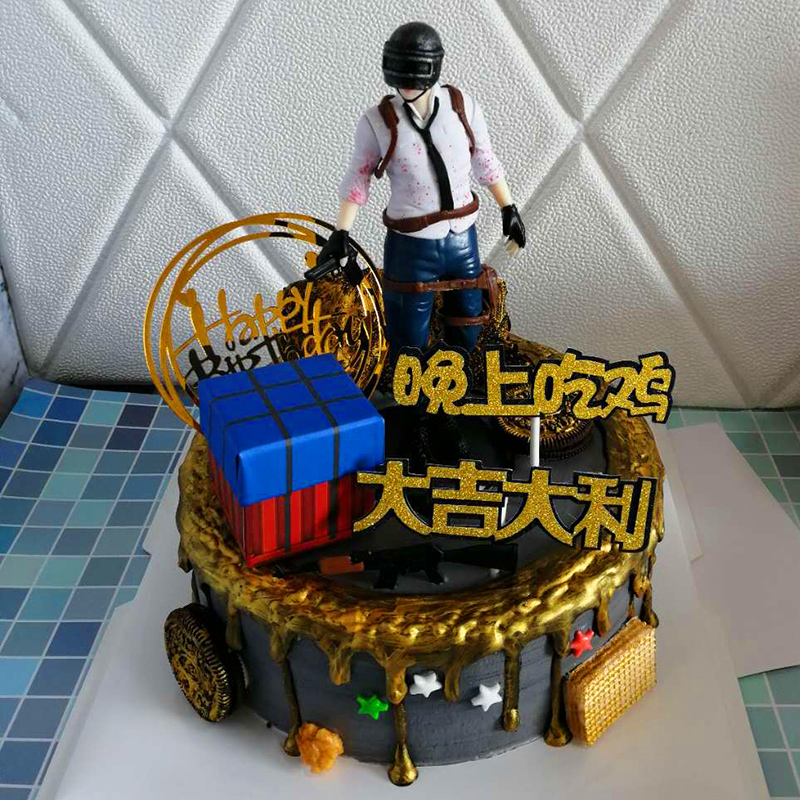 网红绝地求生吃鸡生日蛋糕同城配送和平精英当日送达北京上海深圳广州