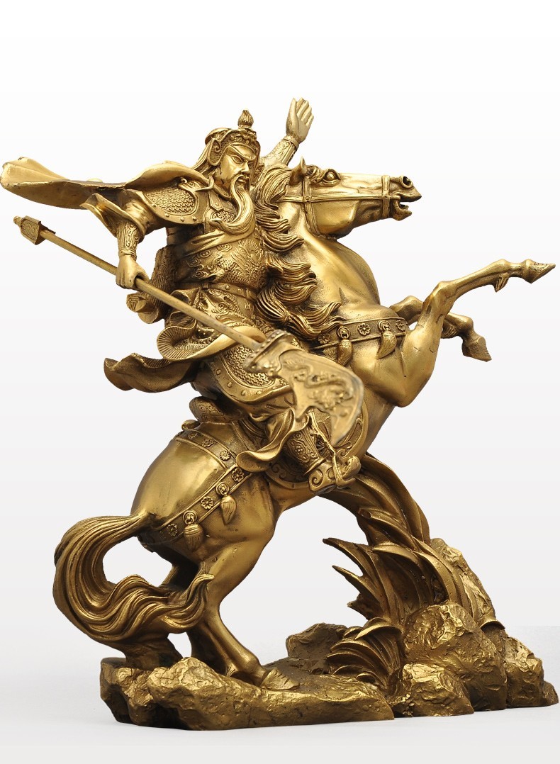 武财神爷佛像关公骑马摆件铜像关羽公司办公室店铺开业工艺品 5寸关公