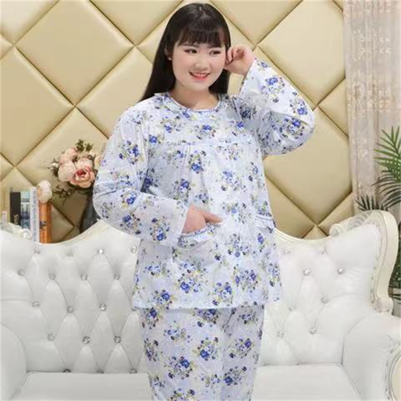 200斤超大码大胖子棉质女睡衣胖妹妹加肥加大码中老年睡衣夏长裤碎花