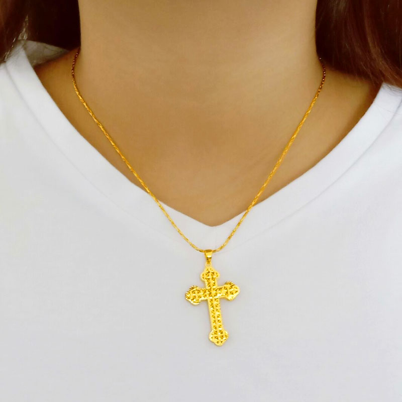kosk 轻奢珠宝黄金项链吊坠女款9999足金十字架项链坠子真金挂坠男士