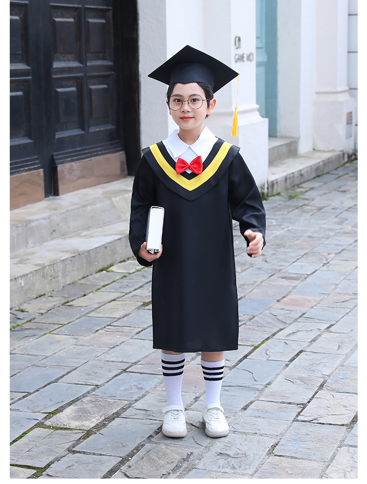 小憨鹿儿童博士服幼儿园毕业照服装小学生学士服礼服博士帽套装演出