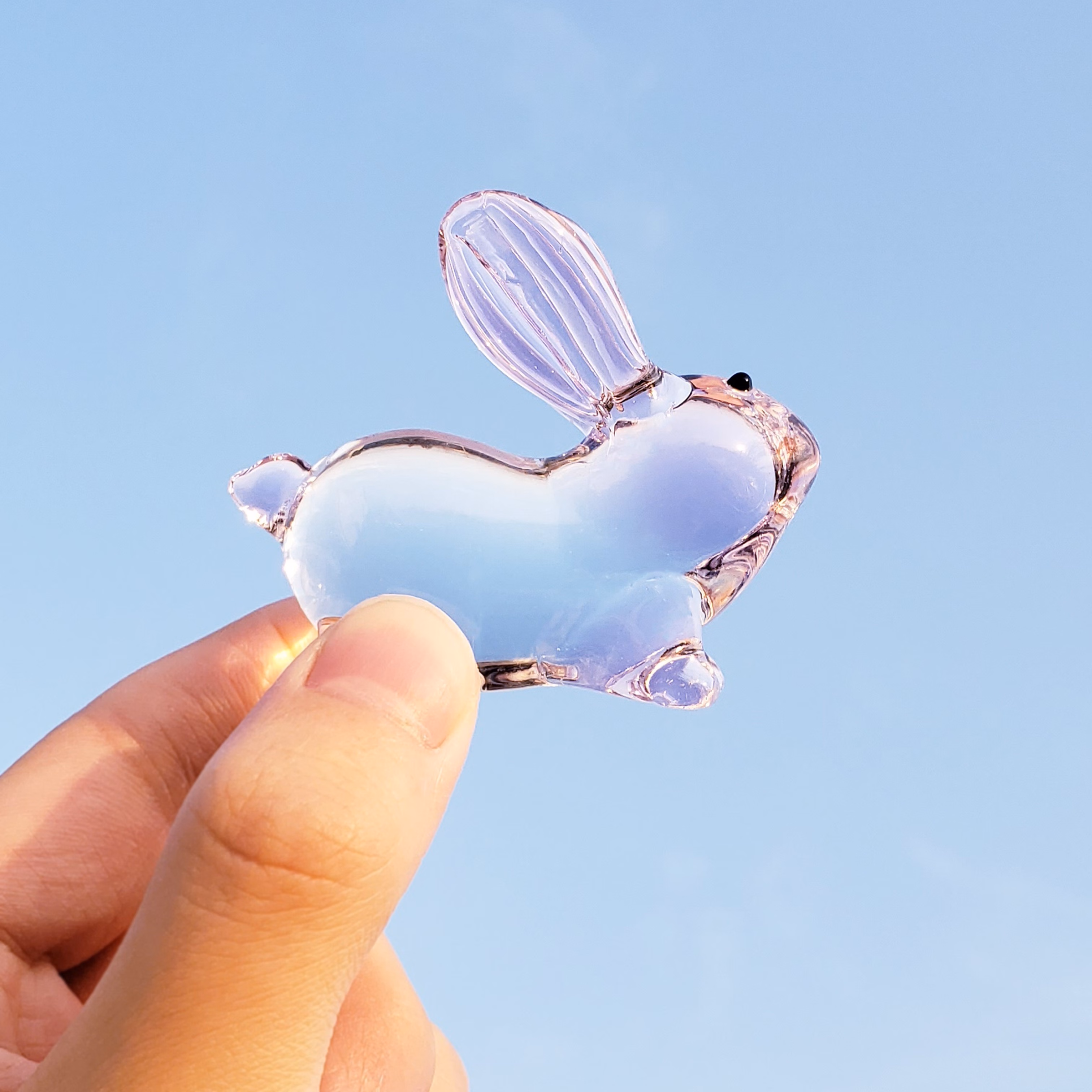 琉璃小兔子摆件 玻璃生肖兔子可爱生日礼物水晶动物小号摆件创意手工