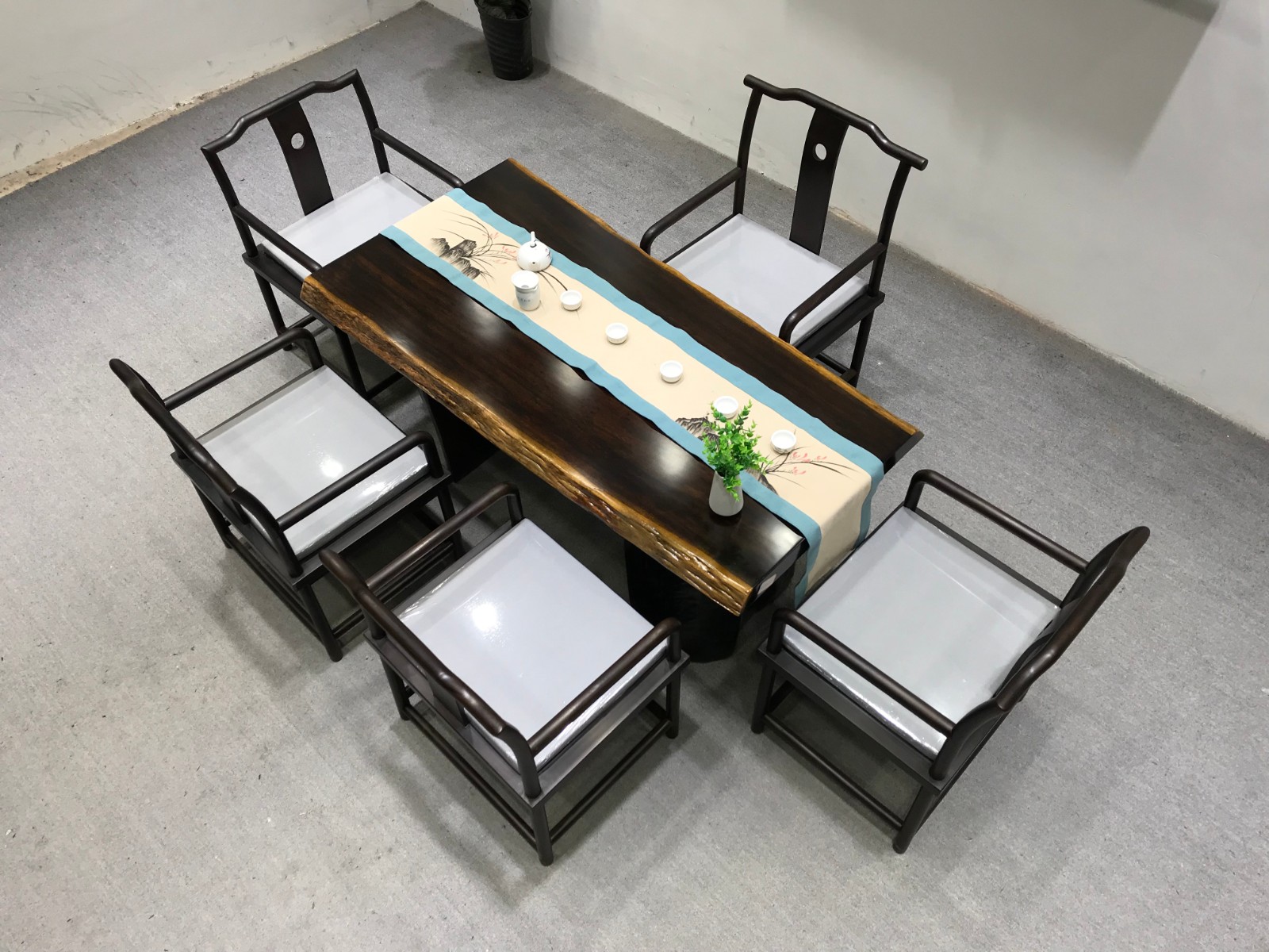 黑金檀实木大板桌黑色檀木茶桌巴花大板原木整板新中式奥坎大板简约