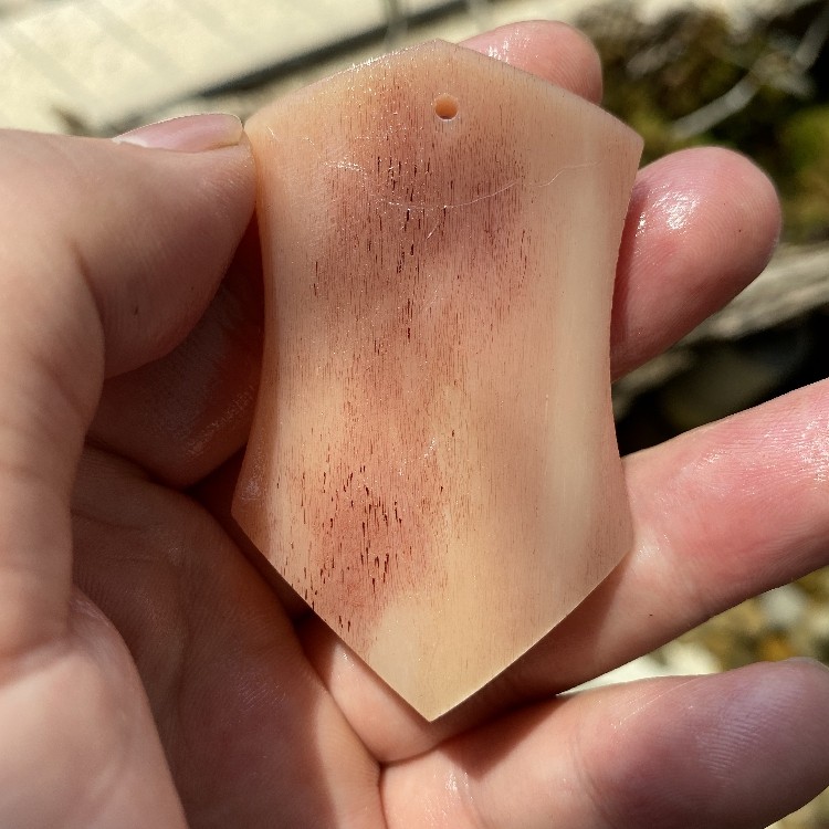 老凤凰天然骆驼骨血料满蝌蚪纹手工雕刻未脱脂驼骨手把件三界牌吊坠