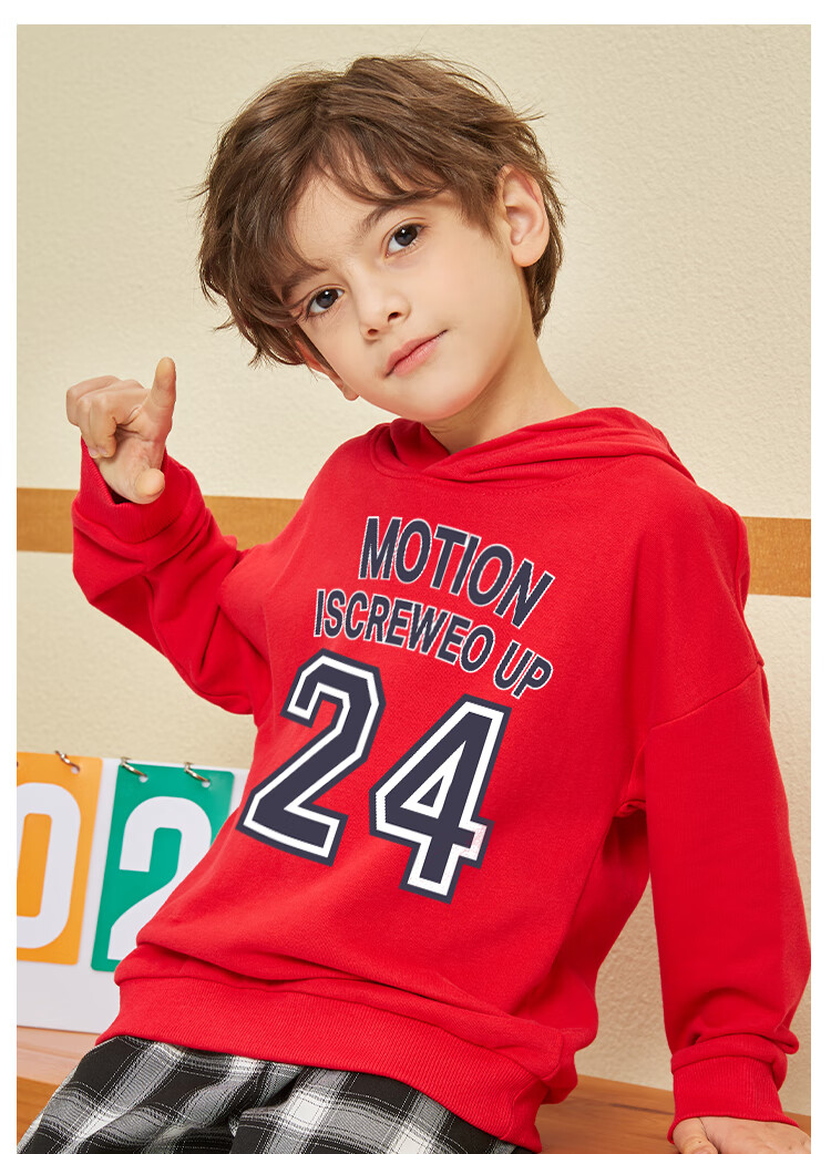 Jeanswest Children's Sweatshirt, 2025 Autumn Boys' Sports Top, Big Kids' National Trend Hooded Clothing, Boys' Pullover 12