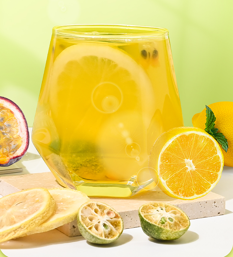 北京同仁堂青金桔柠檬百香果茶冷泡茶冻干柠檬片水果