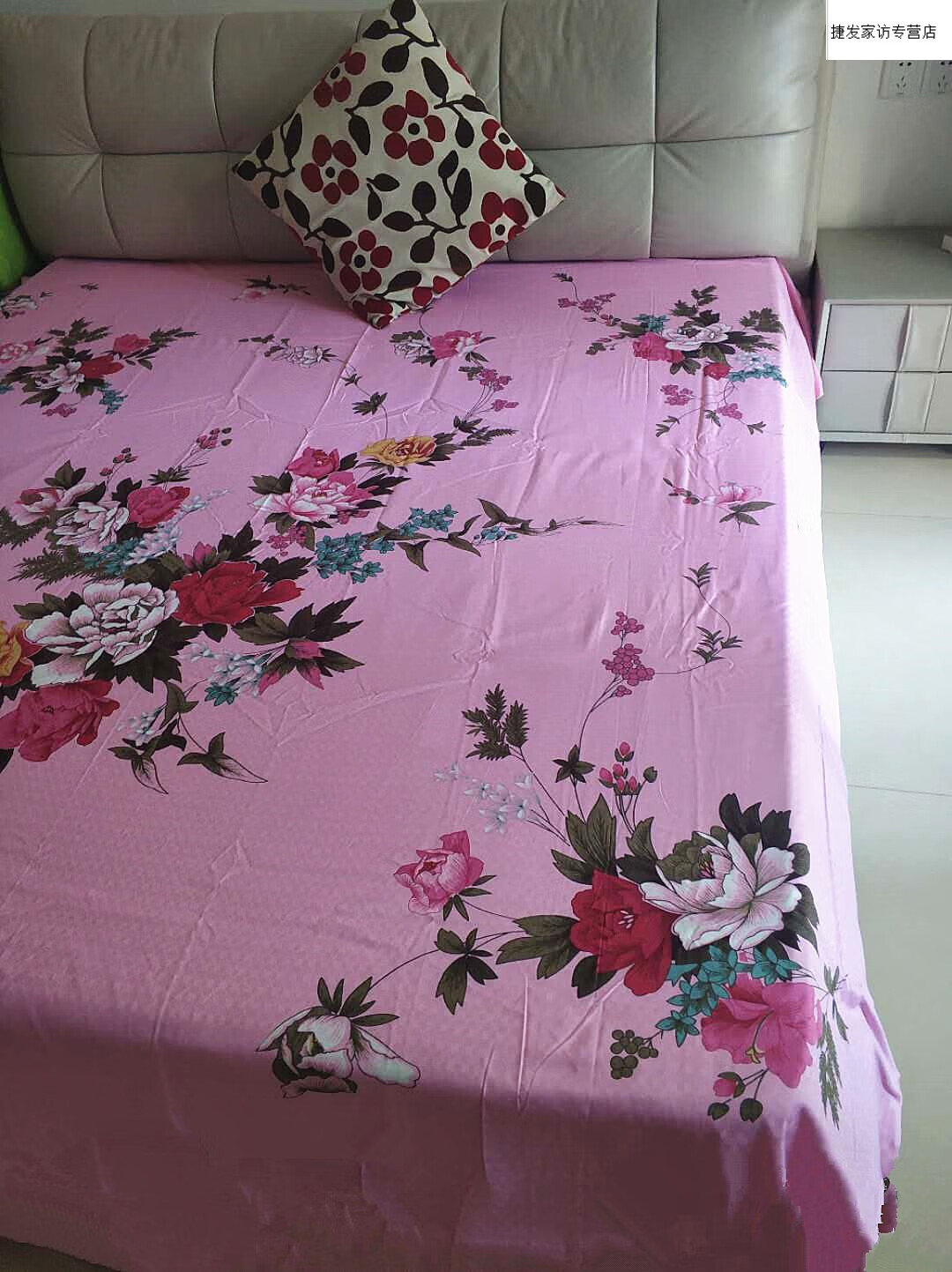 国民上海老式传统全棉全线丝光加厚床单 印花丝光床单 4724大理菊/桔