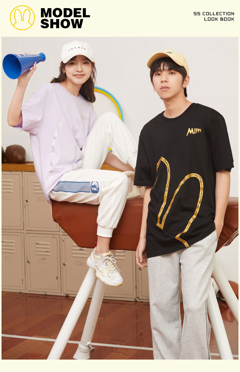 miffy/米菲t恤女2022夏季新款内搭打底紫色短袖圆领宽松凉感体恤 黑色