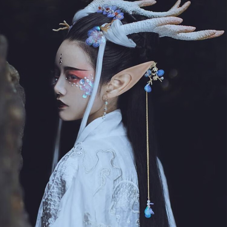 幻彩贝壳人鱼龙女鲛人妆亮鳞片脸贴珠古装汉服额配饰仙18mm一包50片