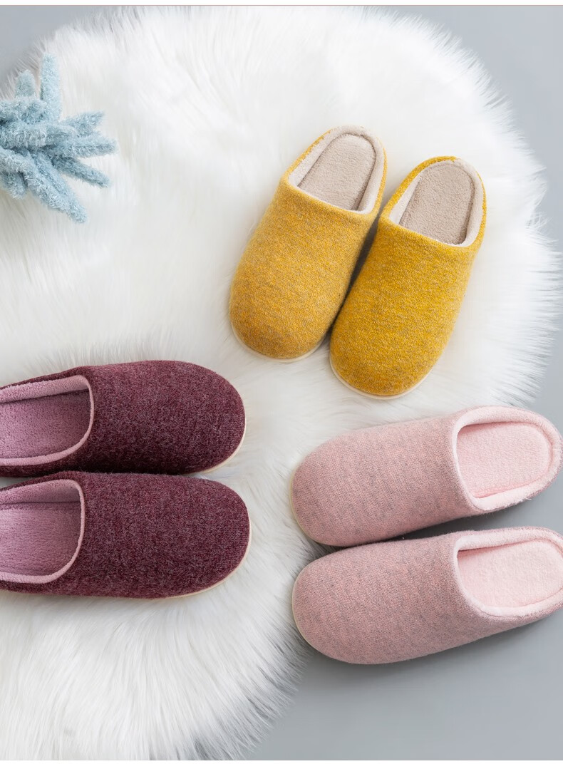 朴西 日式木地板棉拖鞋女式 秋冬包头月子鞋情侣棉拖鞋男 紫色 250