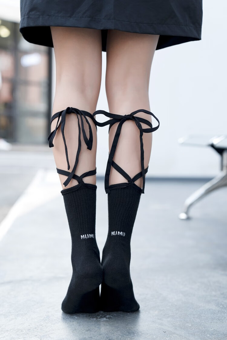 俞兆林新款时尚ins网红绑带袜子女士个性街头中长袜日韩系潮流小腿袜