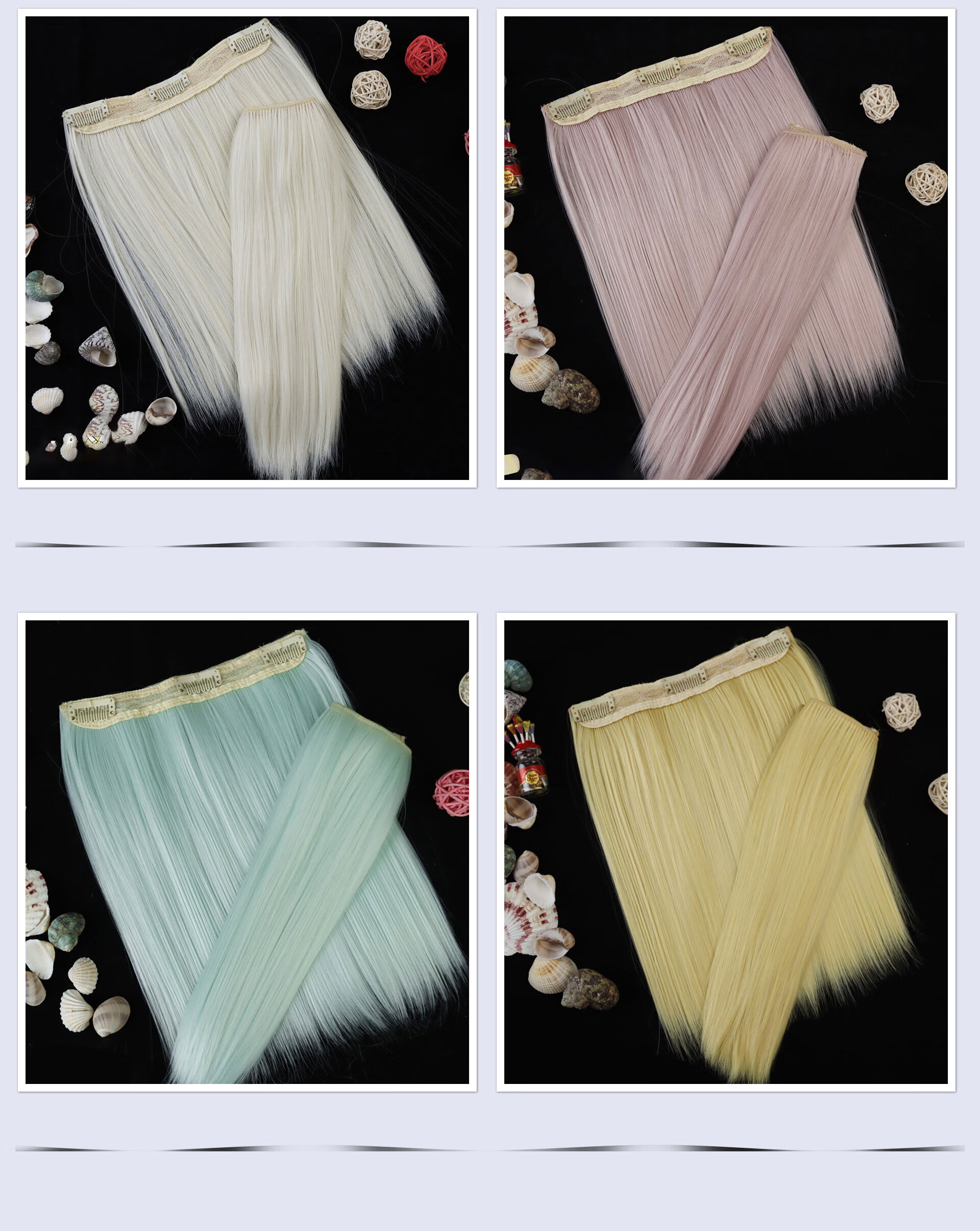 棉花娃娃发片现货新品一对2个定制布偶棉花娃娃假发发片diy人偶假发