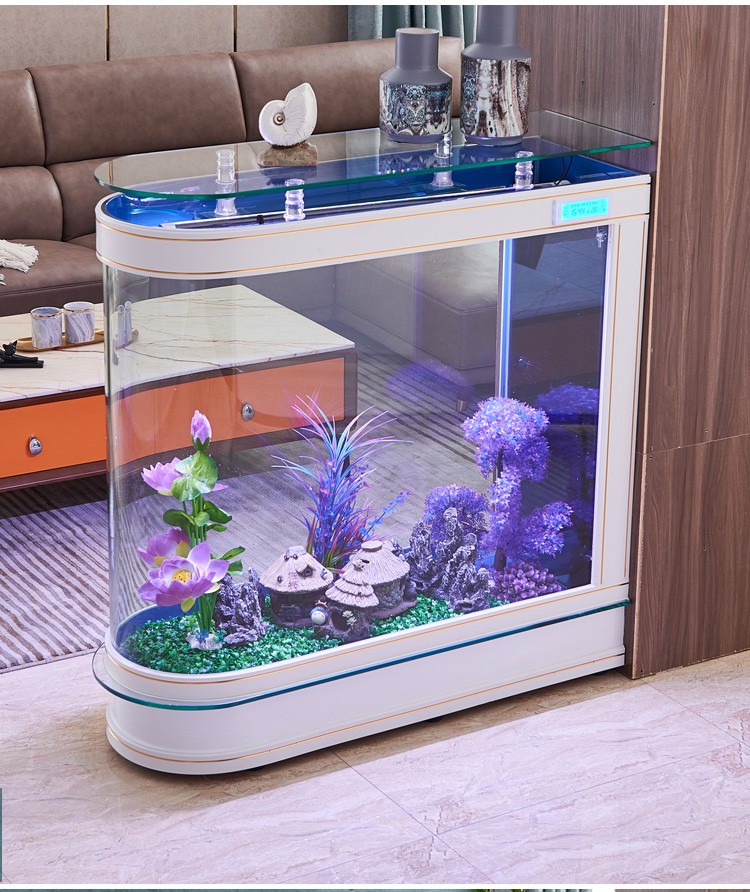 (送货入户)一米阳光 子弹头鱼缸水族箱客厅家用屏风隔断玻璃金鱼缸