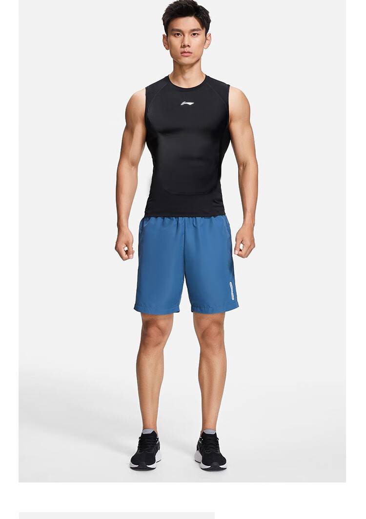 李宁紧身背心男士篮球运动速干衣无袖跑步健身微弹服肌肉训练套装春夏