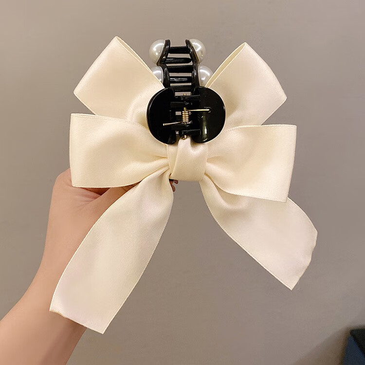 安之尚珍珠蝴蝶结发饰夹子头饰女夏夹头发发夹后脑勺大小号发抓夹鲨鱼