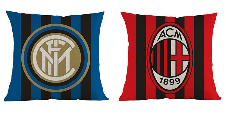足球俱乐部英超意西甲队徽双面抱枕球迷周边装饰靠垫罗马涤麻4545cm