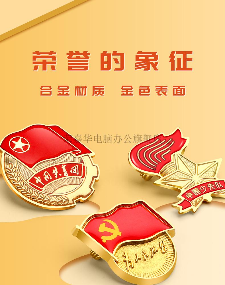 荣嘉华党徽胸章党员徽章党徽磁扣别针2020年新版别针式新吸铁石为人民