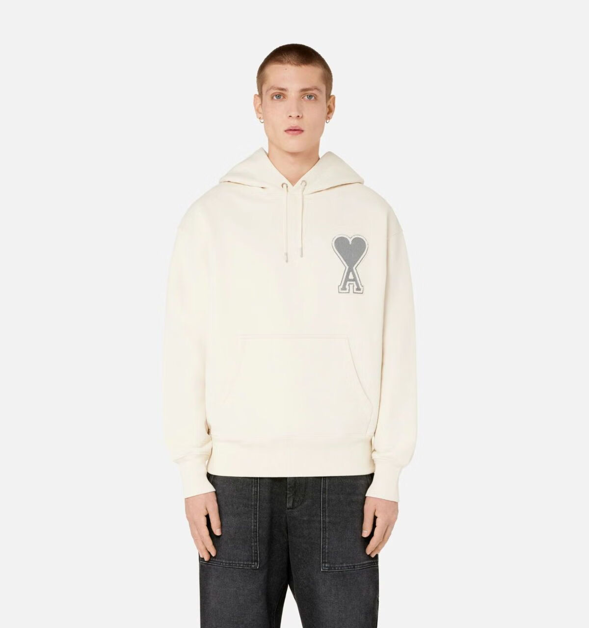 ami爱心a【过验版本】ami paris刺绣大爱心连帽马卡龙纯色圆领卫衣