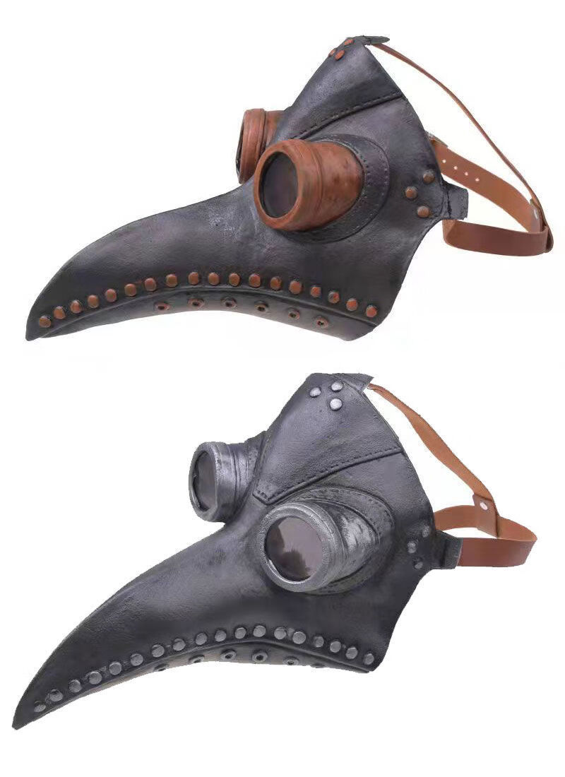 万圣节瘟疫医生049乌鸦鸟嘴头套恐怖乳胶鸟嘴面具cos装扮舞会服装 深