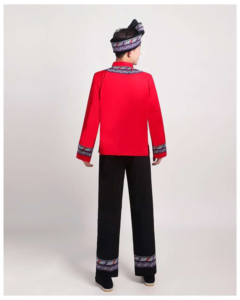 莺幻(新品)少数民族服装男夏季高山族服饰演出服男成人广西壮族舞蹈服