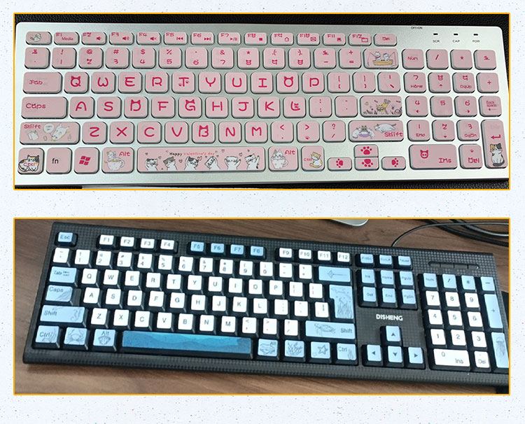 jethyun台式通用键盘贴按键贴纸卡通创意定订制电脑机械键帽改色字母