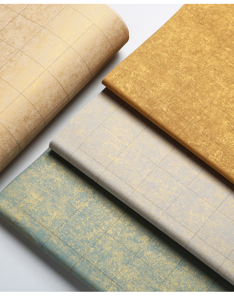 纯手工蜡染鎏金方格子宣纸书法专用纸四尺对开六尺对开仿古半生半熟