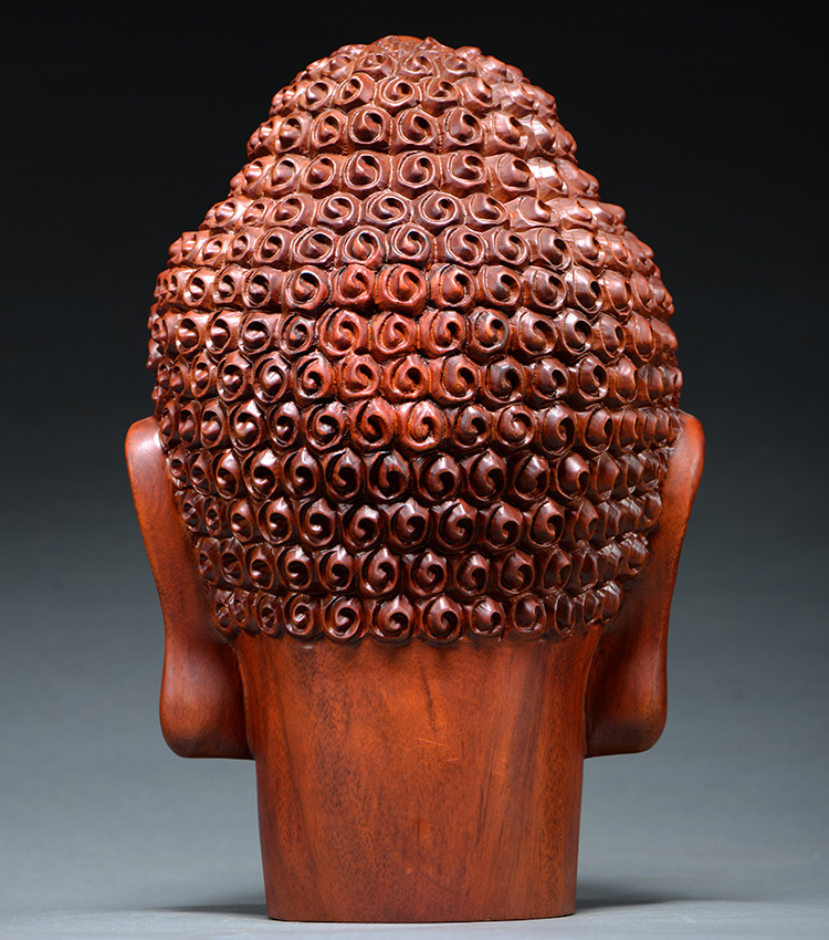 正宗府红檀木雕佛头摆件客厅中式禅意释迦摩尼佛首风水摆设工艺品红檀