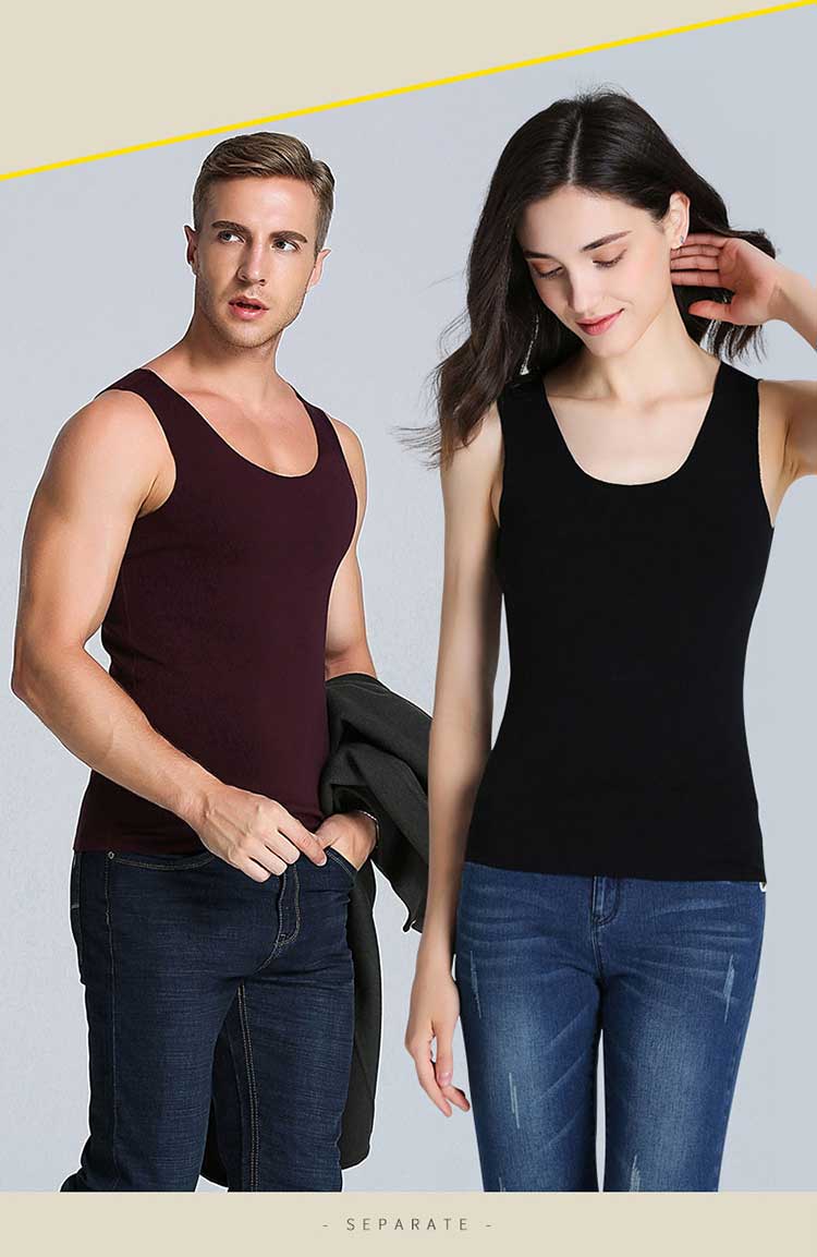 浪莎旗舰店同款德绒女士无痕保暖背心自发热内衣加绒加厚内穿打底衫秋