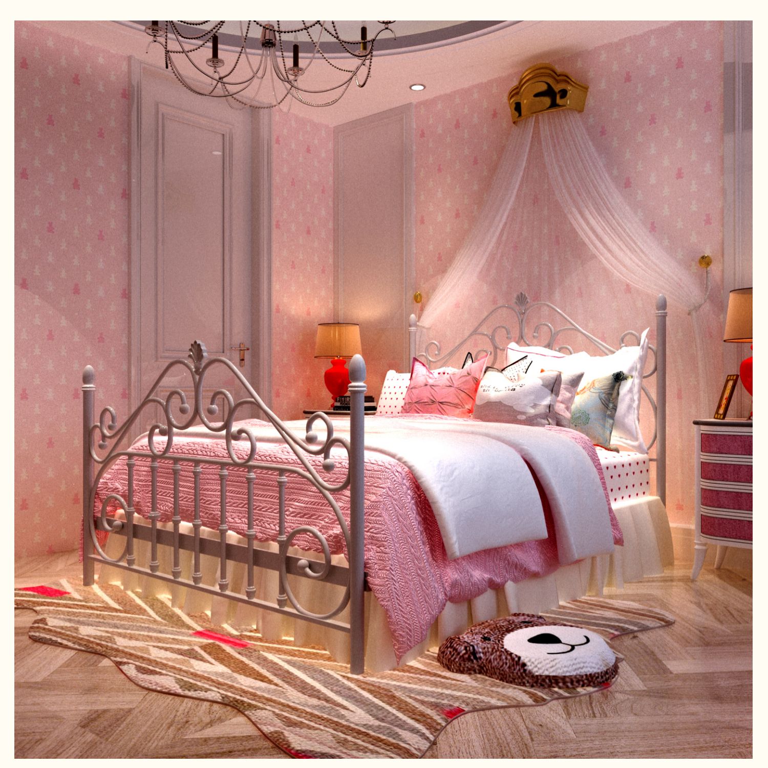 欧式铁艺床is现代简约白色公主双人单人环保女生1.