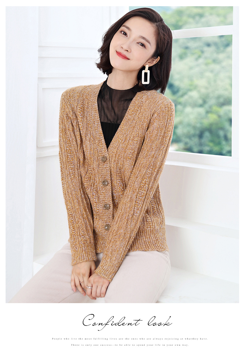 爱玛缇短款针织衫女开衫宽松毛衣女2020新款韩版v领上衣慵懒风秋季