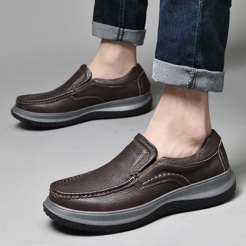 kulv品牌男鞋男士休闲皮鞋夏季薄款新款商务正装中年爸爸鞋软底舒适