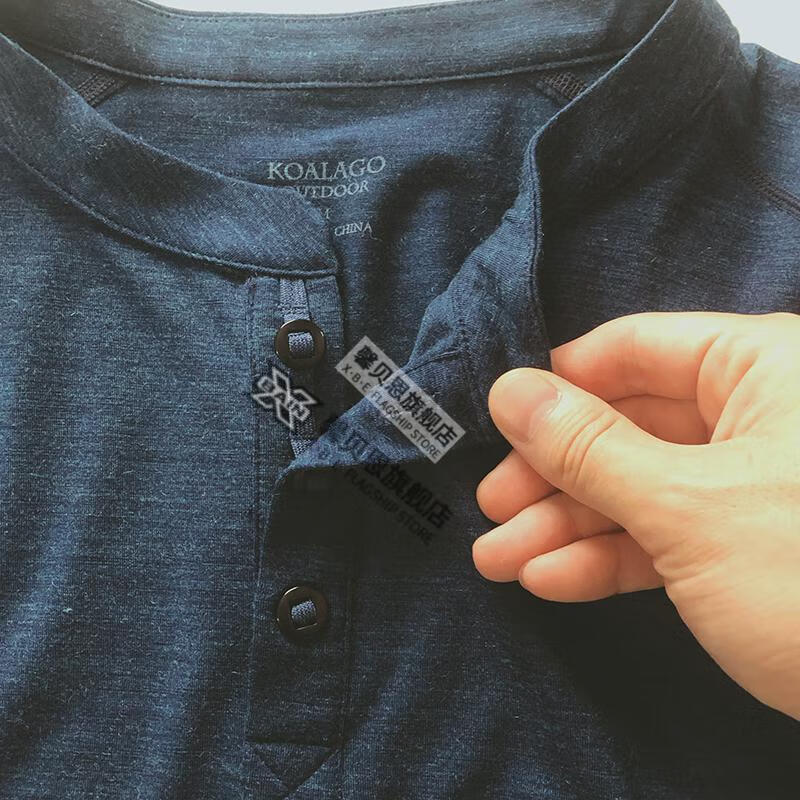 美利奴 t恤 男冰丝200g美利奴羊毛领短袖速干t恤美丽诺henley户外休闲