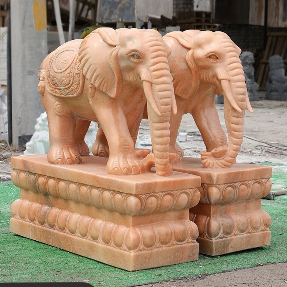 大象一对汉白玉看门别墅石象庭院门口雕塑企业公司摆件石刻宅石 青石