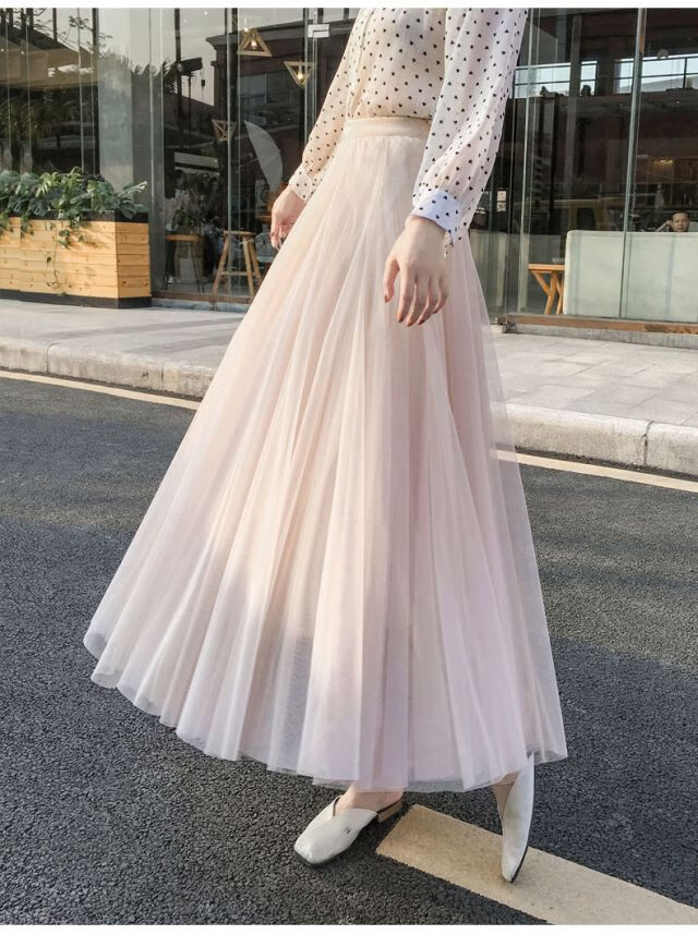 春季新款网纱半身裙春夏季韩版中长款学生纱裙新款高