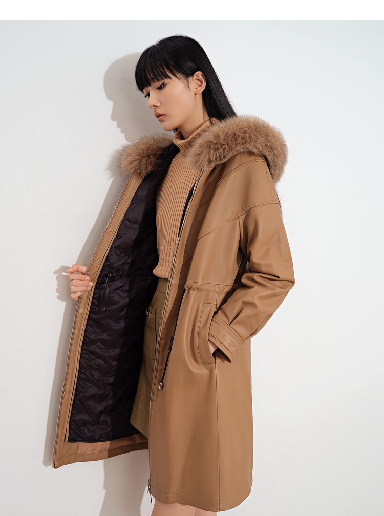 psalter诗篇影儿女装2021冬季新款皮羽绒服6c61509313 驼色 38