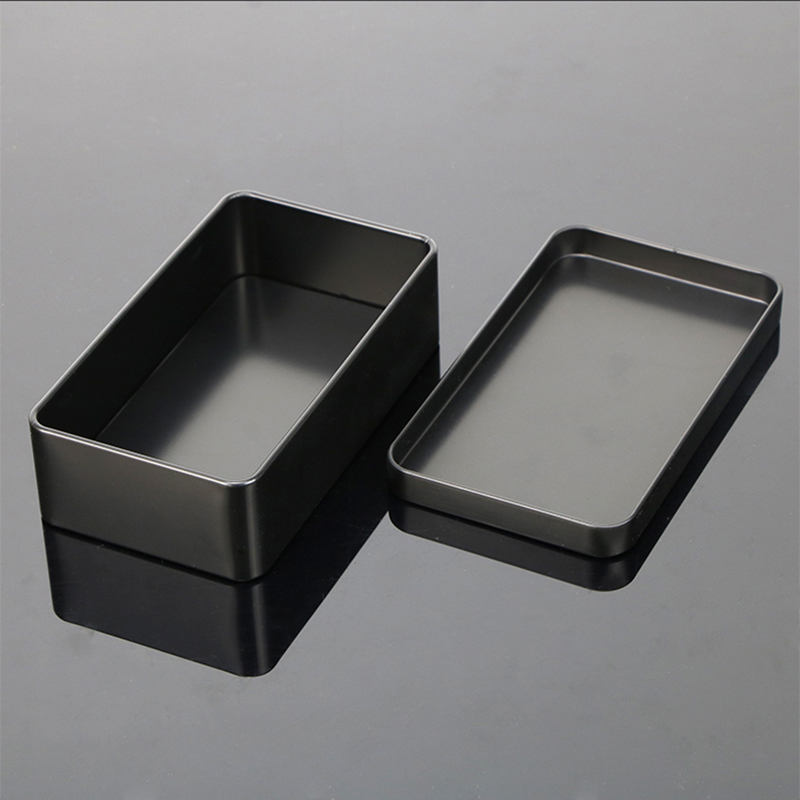 马口铁盒收纳长方形卡片随身携带耳机u盘包装盒糖果文具小盒子铁 黑色