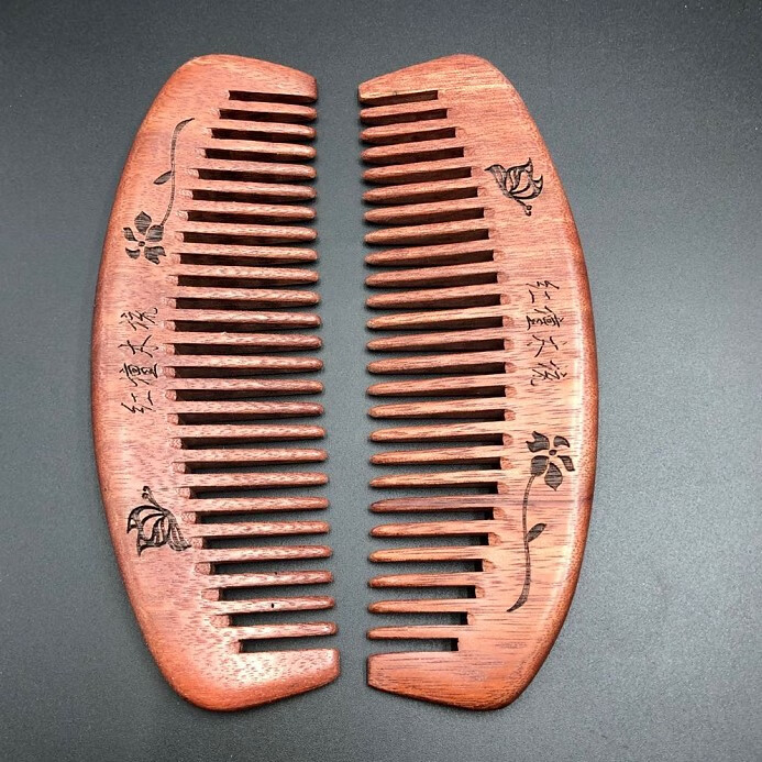 檀木梳子女家用密齿梳梳长头发按摩古风梳子家用发 钜惠 枣木四方大号