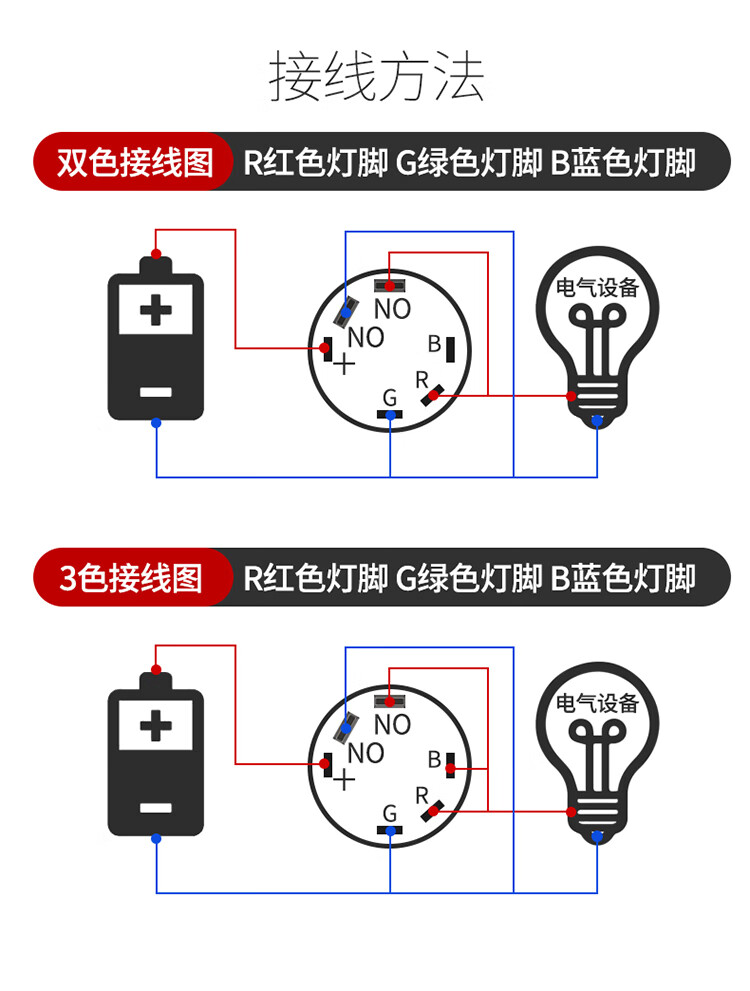 定制双色按钮开关 防水防尘带灯小行程轻触开关 三色按钮 变色 红绿双