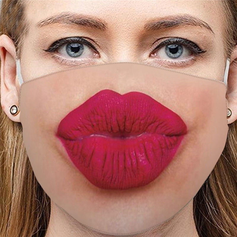 仿真人脸搞怪图案口罩抖音同款仿真人脸表情搞怪口罩3d印花可调节可