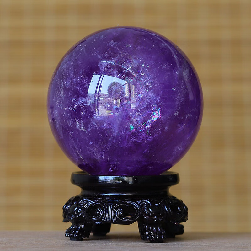 天然紫水晶球摆件 原石打磨居家办公客厅水晶装饰 礼品小球 11号
