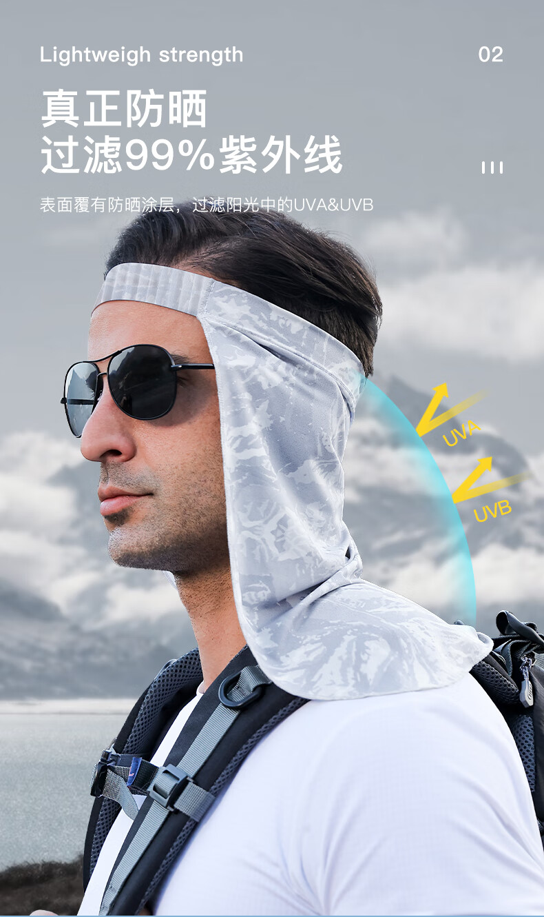 夏季脖子防晒神器 防晒脖套男士冰丝面罩围脖颈部披肩头套夏季面巾后